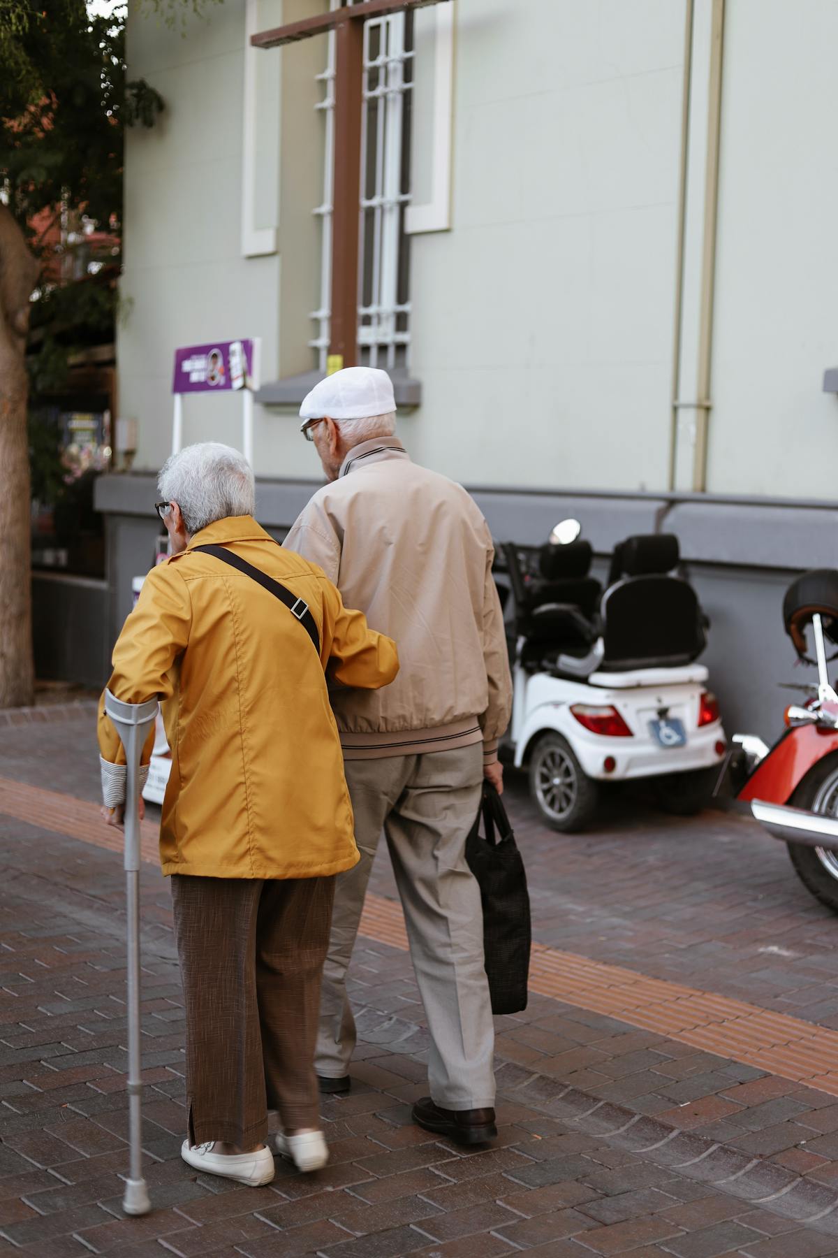 Elderly person doing balance exercises